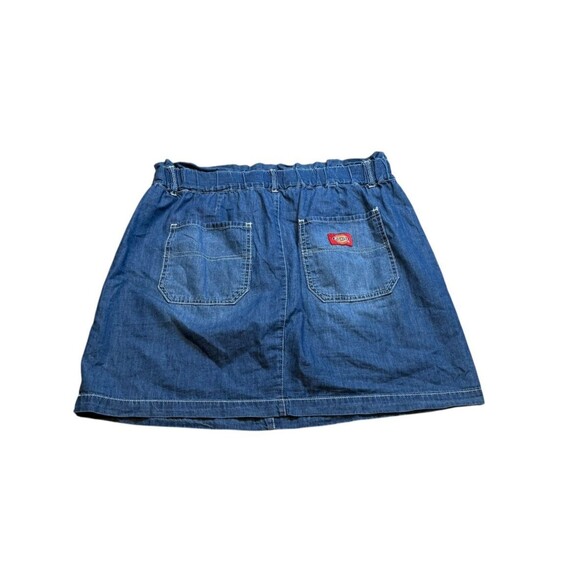 Dickies Denim Mini Skirt Women's Size Large Pockets Zip - Logo - 90's  - Y2K - Picture 3 of 6